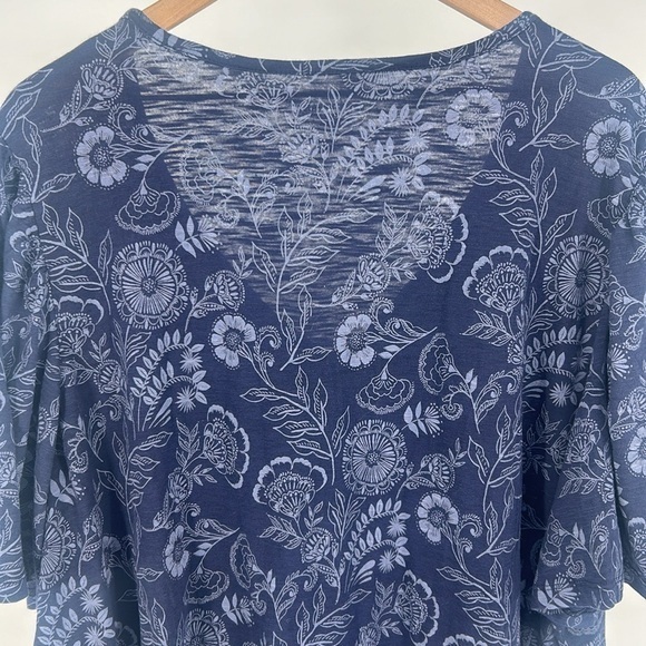 "NWT" Lane Bryant‎ Flutter-Sleeve V-Neck Top- Tonal Navy Floral- Size 26/28 - Picture 9 of 13